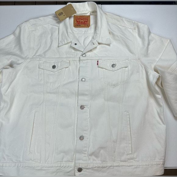 New Levis Jacket Mens Denim Trucker Jacket Jeans White Standard Size 2XL - Picture 10 of 12
